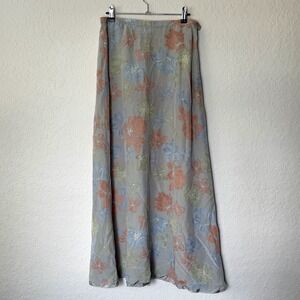 Vintage Rena Rowan Floral Silk Maxi Skirt Women Size 10 NWT Deadstock Feminine